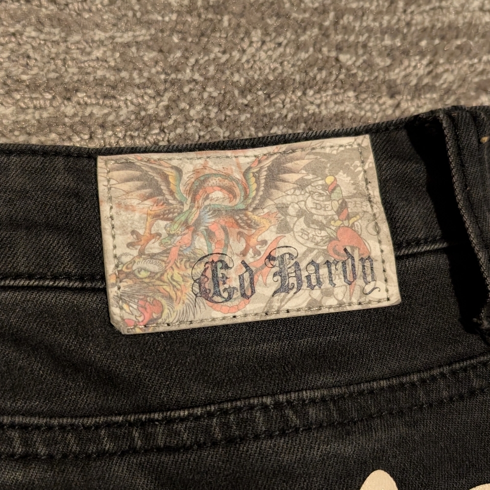 Ed Hardy Black Flared Jeans with Tiger Embroidery - 32 - Picture 9 of 13